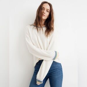 Madewell Gladwell Rainbow Trim Balloon Sleeve Sweater